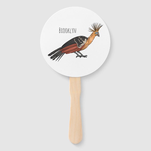 Leque Ilustração de desenho animado do pássaro Hoatzin  (Frente)