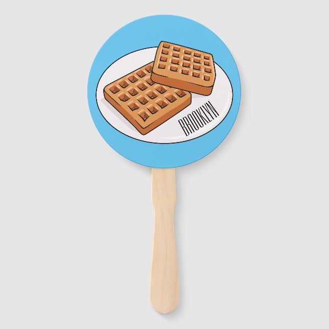 Leque Ilustração de desenho animado Waffle (Frente)