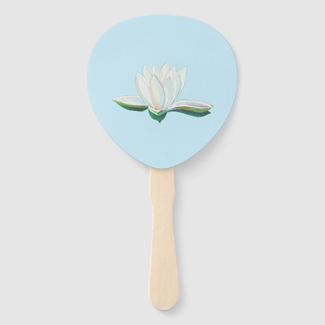 Leque Ilustração de Flor de Lotus Branco (Frente)