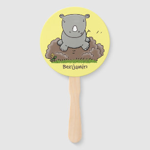 Leque Imagem de desenho animado do bebê rhino