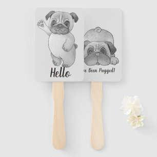 Leque imagem de ondulação do pug bonito engraçado com