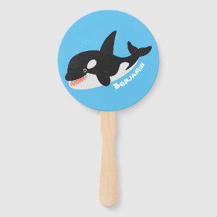 Leque Imagem engraçada de desenho animado de orca