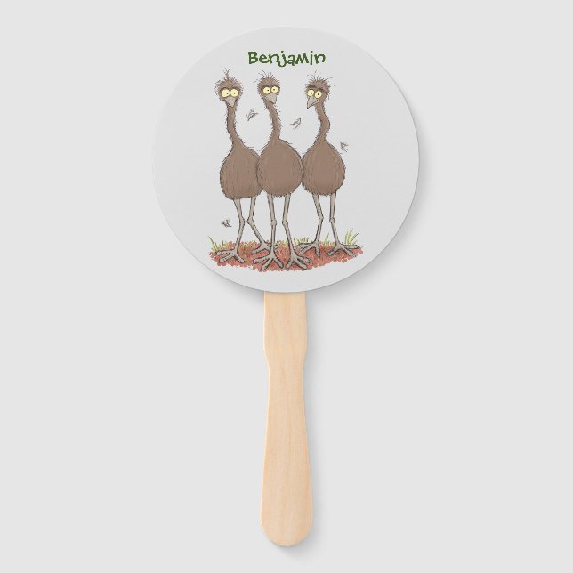 Leque Imagem engraçada do desenho animado emu australian (Frente)