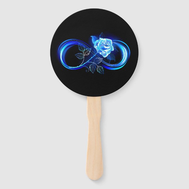 Leque Infinito brilhante com rosa azul (Frente)