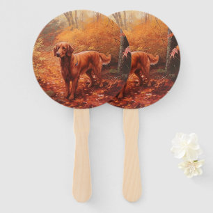 Leque Irlandês Red Setter no outono deixa cair inspiraçã