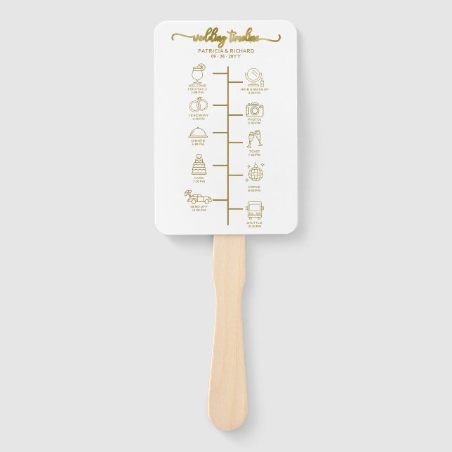 Leque Itinerário de Casamento Cocktail - Ícone de Boas-V (Frente)