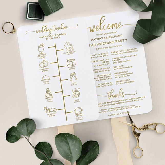 Leque Itinerário de Casamento Coquetel - Ícone de Boas-V (Criador carregado)