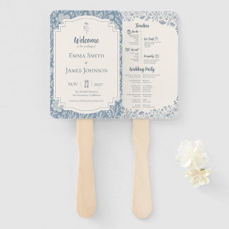 Leque Ivory Periwinkle Wildflower Wedding Program