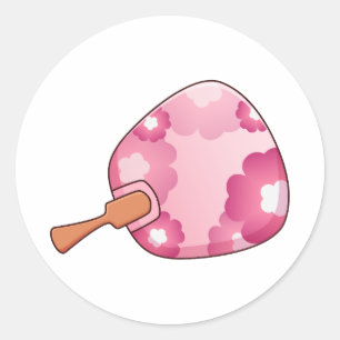 Leque Japonês Rosa Floral Uchiwa Adesivo de Mão