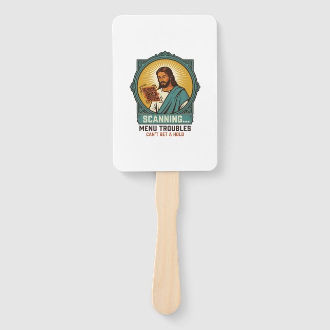 Leque Jesus Código QR Borroso Não Funciona Menu Humor Té (Frente)
