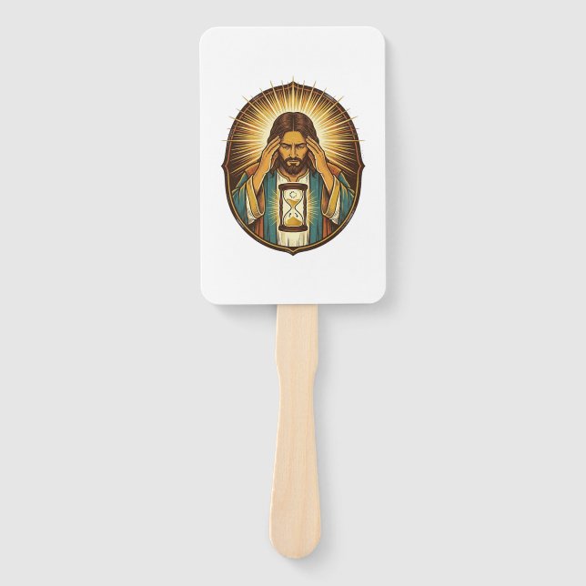 Leque Jesus Impaciente Carregando Ampulheta Internet Len (Frente)