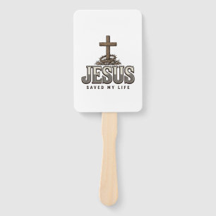 Leque Jesus Salvou Minha Vida Engraving Vintage Design C