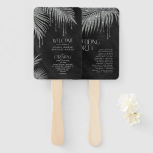 Leque Jewel Palm Leaf Ceremony Program Silver ID830