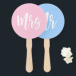 Leque Jogo de Casamento da Noiva Azul, Sr. ou Sra. Rosa<br><div class="desc">Sr. ou Sra. Pink Blue Node Groom Fan de Mão de Casamento</div>