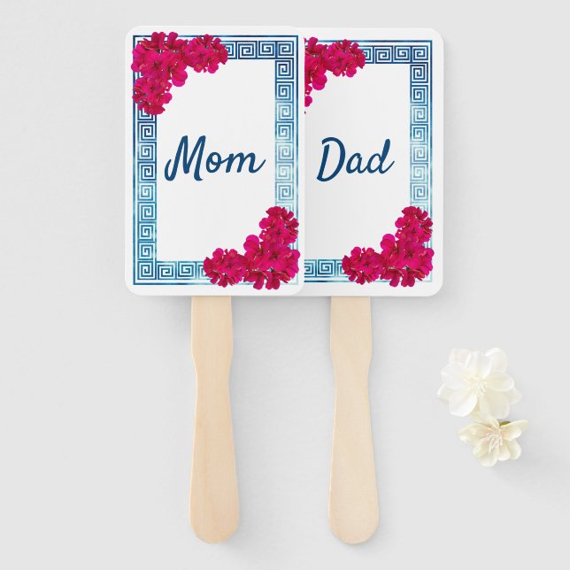 Leque Jogo de Chá de fraldas Rosa Elegância Grecian (Frente e Verso)