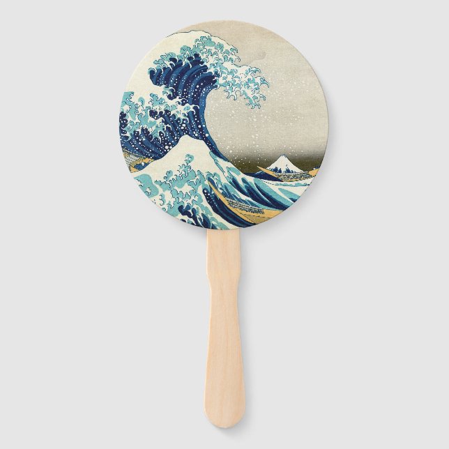 Leque Katsushika Hokusai - A onda do Excelente de Kanaga (Frente)