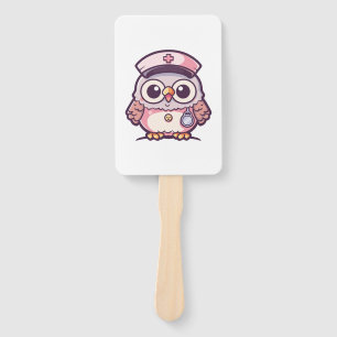 Leque Kawaii Owl como enfermeira