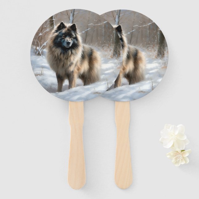 Leque Keeshond Deixe Nevar Natal (Frente e Verso)