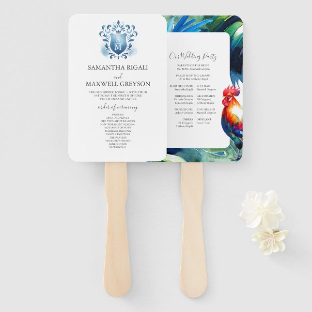 Leque Key West Florida Wedding Program (Frente e Verso)