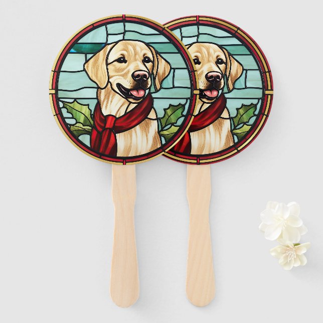 Leque Labrador StainGlass Christmas (Frente e Verso)