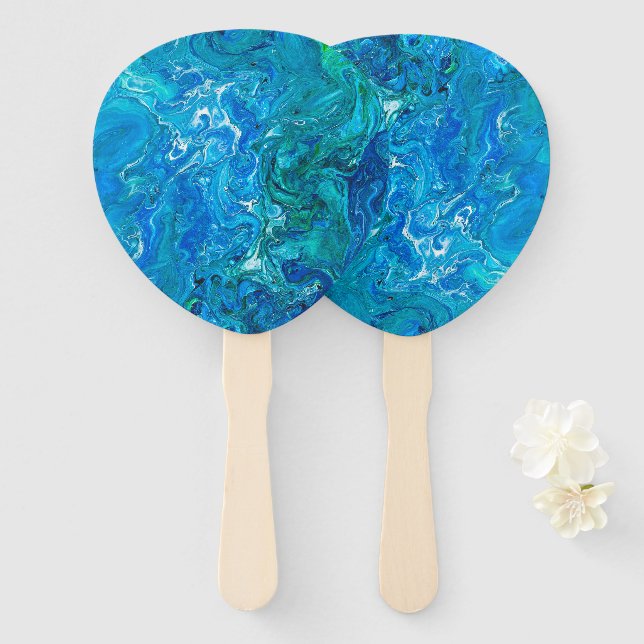 Leque Lace Agate 2 - Azul Aqua (Frente e Verso)