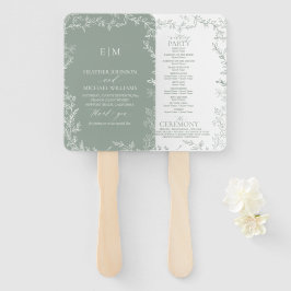 Leque Leaf Sage Green Elegant Monogramme