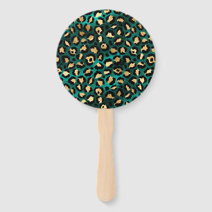 Leque Leopardo Dourado e Teto Série Design 3