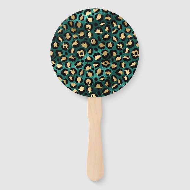 Leque Leopardo Dourado e Teto Série Design 3 (Frente)