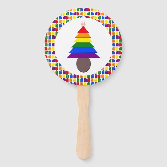 Leque Lésbicas Árvore de Natal Rainbow e Presentes (Frente)