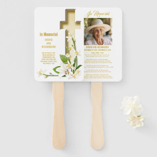 Leque Lily Cross Scripting Memorial Fan