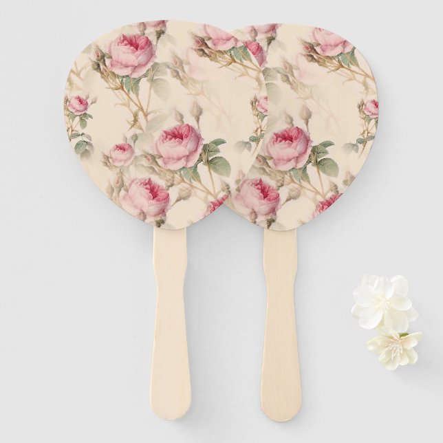Leque Linda Vintage Floral (Frente e Verso)