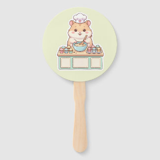 Leque Lindo Hamster Kawaii Chef Assando Cupcakes Pastel