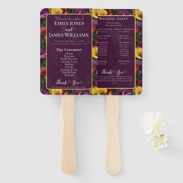 Leque Lindos Copos-de-Leite Brilham em Casamento Rústico (Frente e Verso)