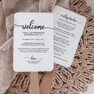 Leque Linha do tempo do dia de casamento da caligrafia