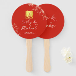 Leque Linha moderna vermelha floral roteiro casamento ch