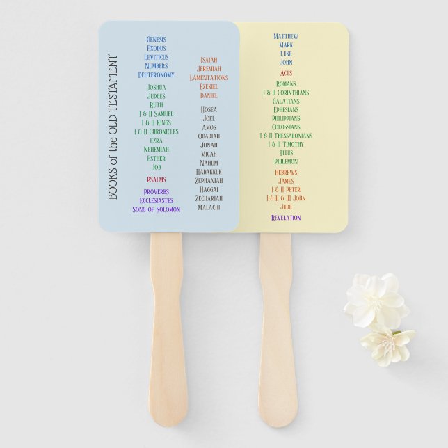 Leque Livros dos ventiladores das mãos da Bíblia (Frente e Verso)