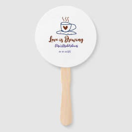 Leque Love is Brewing brown blue bridal shower add name 