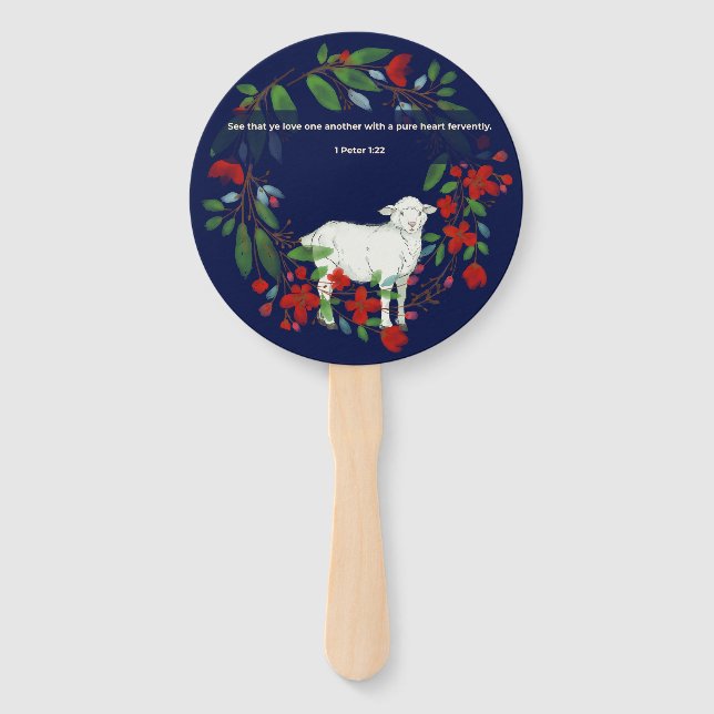 Leque Love One Another | Lamb & Floral Hand Fans (Frente)