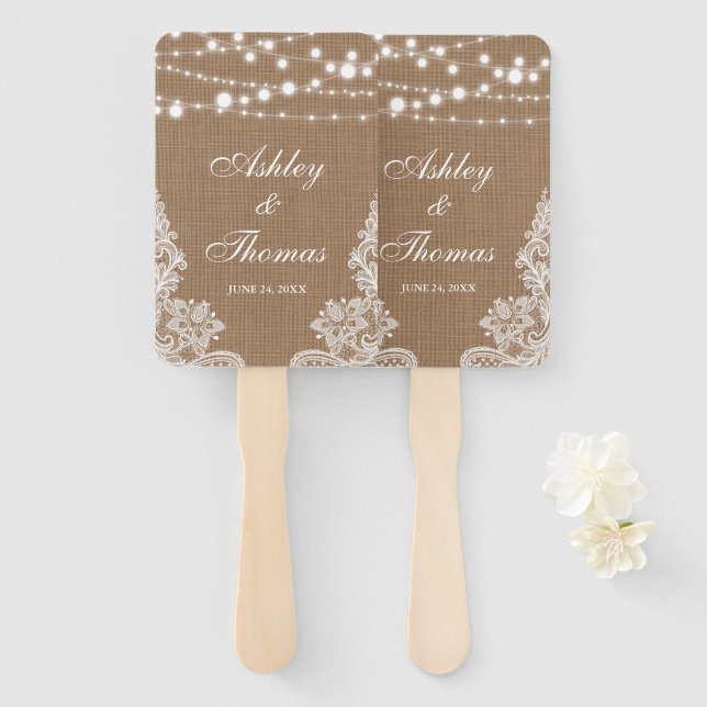 Leque Luz de Corda Rustic Wedlap Lace (Frente e Verso)