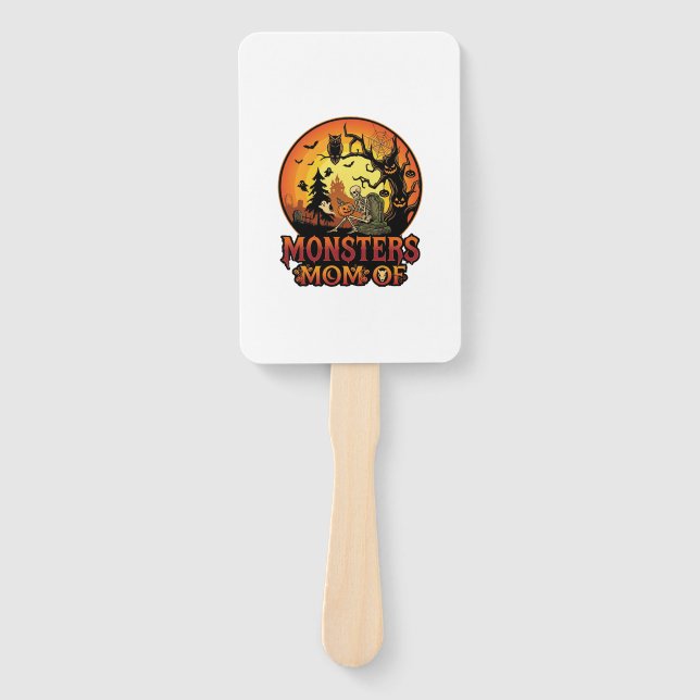 Leque Mãe dos Monstros Halloween Esqueleto Abóbora Coruj (Frente)