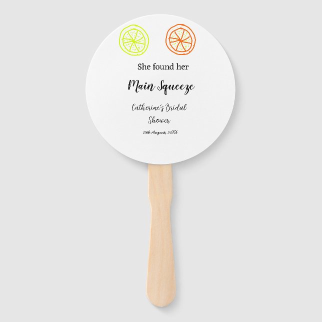 Leque Main Squeeze lemon citrus bridal shower add name d (Frente)