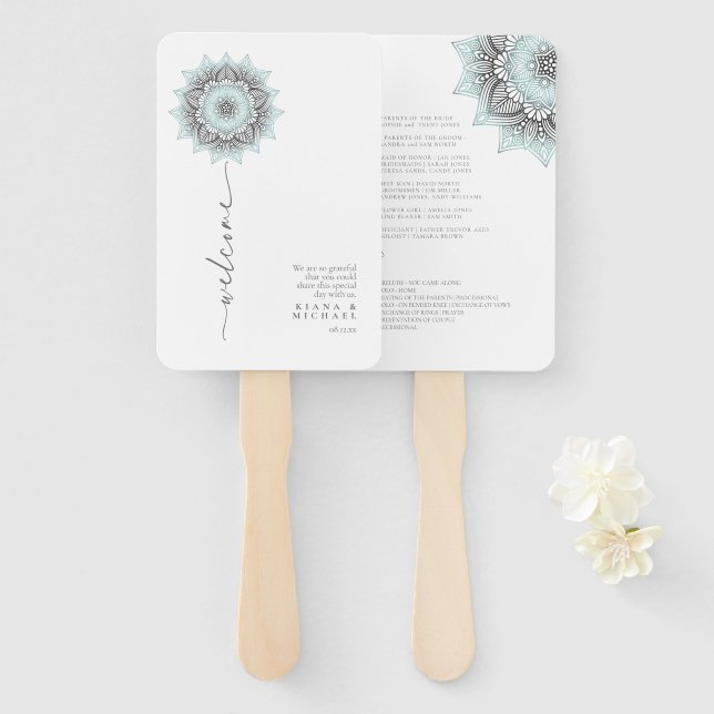 Leque Mandala Lace Rev Wedding Lt. Blue ID968 (Frente e Verso)