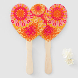 Leque Mandala Sobreposto Laranja Rosa Amarelo