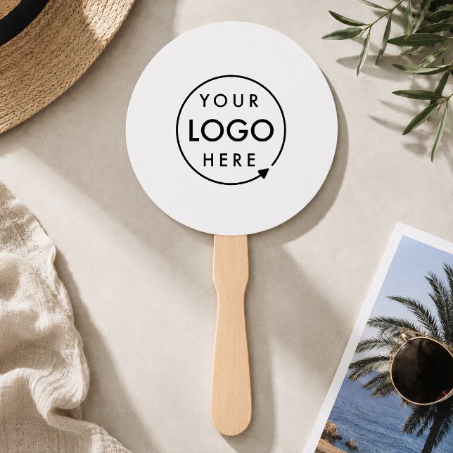 Leque Manual | Remo de Evento DIY Branco com Logot (Company branded professional hand fans for small business promotion & events)