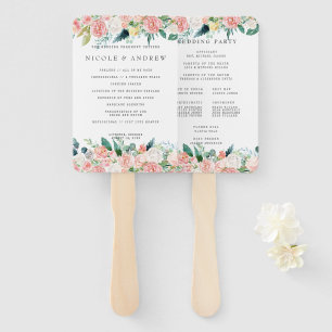 Leque Mão do Programa de Casamento Floral de Verão Blush