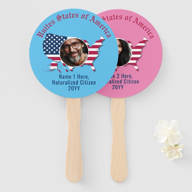 Leque Mapa Personalizado de Sinalizador dos EUA - 2 Foto (Frente e Verso)