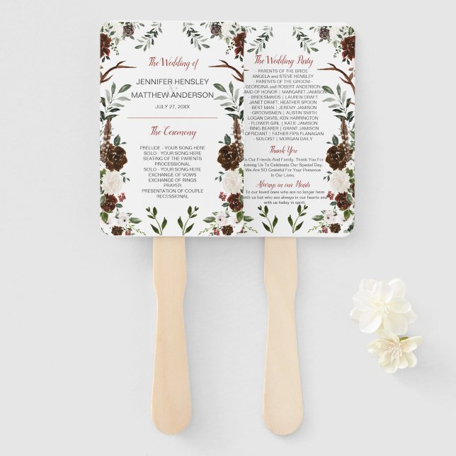 Leque Marcos Russos do Boho Verde da Floresta Vermelha I (Frente e Verso)