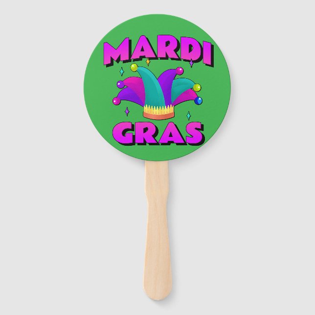 Leque Mardi Gras Jester Hat Hand Fan (Frente)