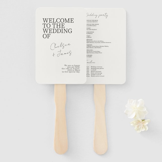 Leque Marfim | Casamento Minimalista Chic (Frente e Verso)