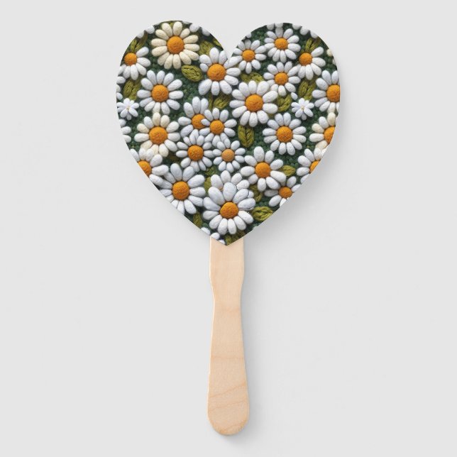 Leque Margaridas Brancas Crochê Flores Silvestres da Pri (Frente)